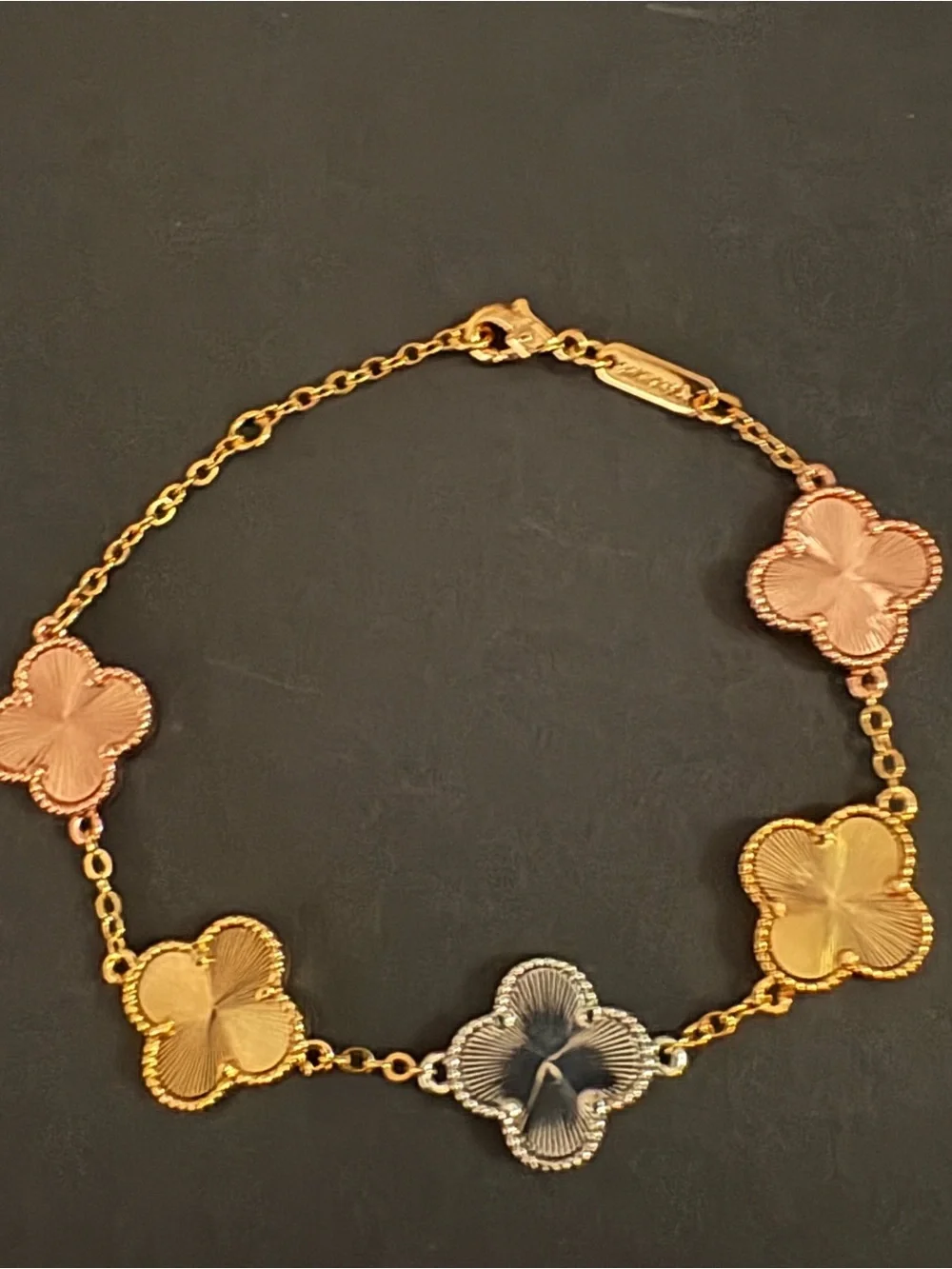 Stainless Steel Fashion Tri-Color Clover Chain Bracelet Rose Gold Yellow Silver